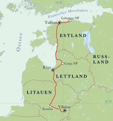 Route Rundreise Baltikum, 10 Tage Route Rundreise Baltikum, 10 Tage