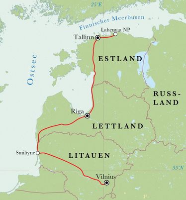 Route Baltikum, 9 Tage Fahrradreise Route Baltikum, 9 Tage Fahrradreise