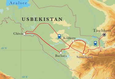 Route Rundreise Usbekistan, 15 Tage Route Rundreise Usbekistan, 15 Tage