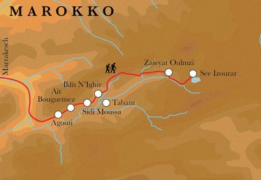 Route Marokko, 9 Tage Wanderreise Route Marokko, 9 Tage Wanderreise