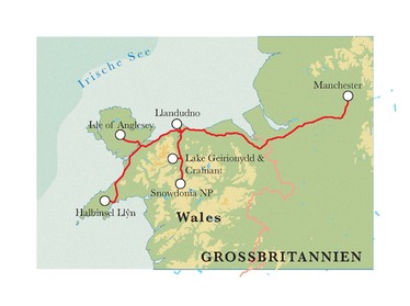 Route Wales, 8 Tage Wanderreise Route Wales, 8 Tage Wanderreise
