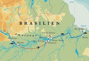 Route Rundreise Brasilien mit Amazonas, 19/23 Tage Route Rundreise Brasilien mit Amazonas, 19/23 Tage