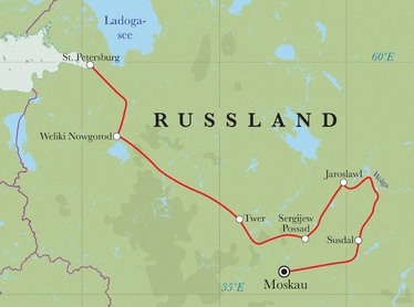 Route Rundreise Russland, 14 Tage Route Rundreise Russland, 14 Tage