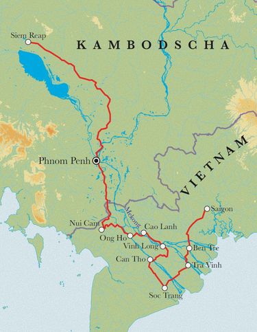 Route Vietnam & Kambodscha, 18 Tage Fahrradreise Route Vietnam & Kambodscha, 18 Tage Fahrradreise
