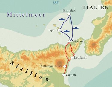 Route Sizilien, 8 Tage Wanderreise Route Sizilien, 8 Tage Wanderreise
