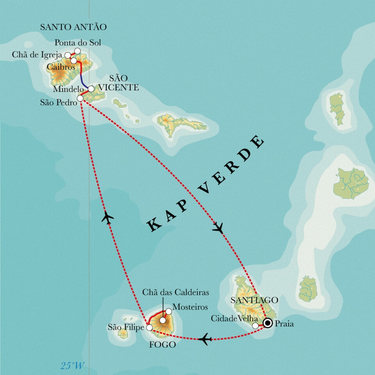 Route Kapverdische Inseln, 13 Tage Wanderreise Route Kapverdische Inseln, 13 Tage Wanderreise