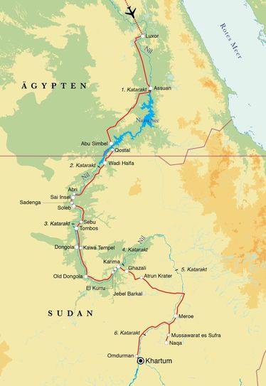 Route Rundreise Ägypten & Sudan, 19 Tage Route Rundreise Ägypten & Sudan, 19 Tage